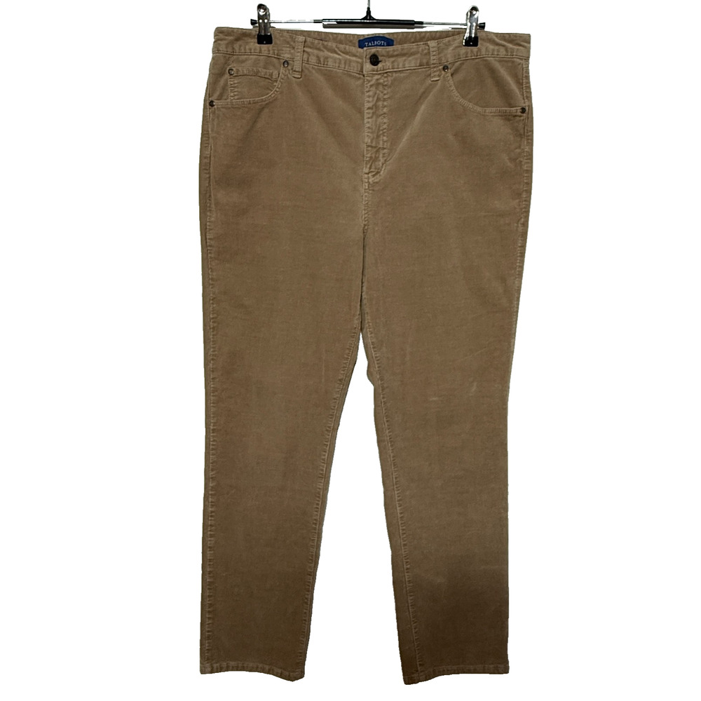 Talbots Pants Womens 16 Tan Corduroy Hi Rise Straight Leg Actual 38X30 Preppy
